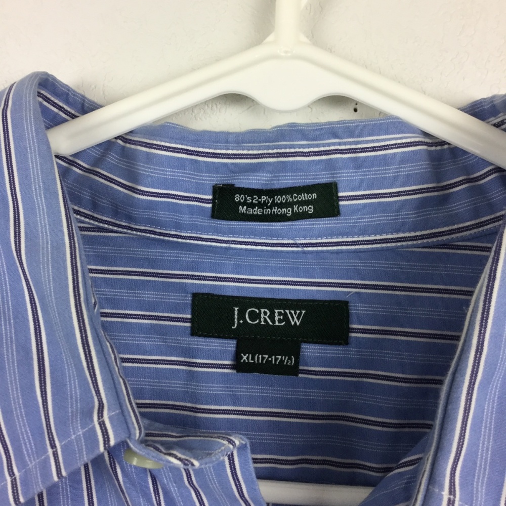 J Crew XL Shirt Blue White Stripe Long Sleeve - Picture 2 of 5